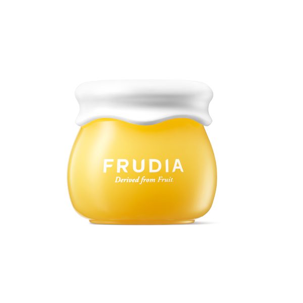 Yellow jar with white lid featuring the brand 'Frudia' on a white background