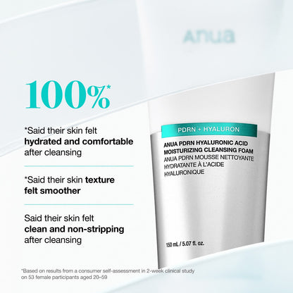 Anua PDRN Hyaluronic Acid Moisturizing Cleansing Foam – 150ml