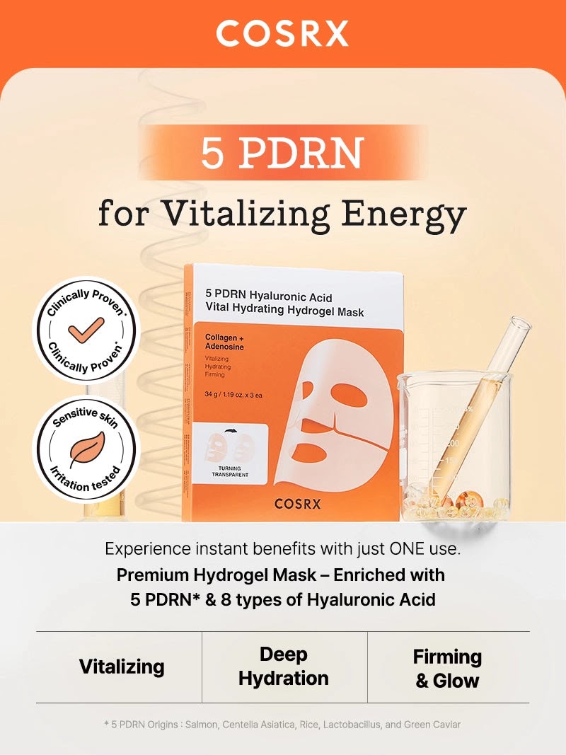 COSRX 5 PDRN Hyaluronic Acid Vital Hydrating Hydrogel Mask – 34g