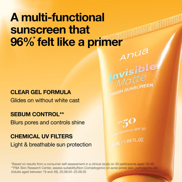 Anua Invisible Matte Finish Sunscreen SPF50 – 50ml