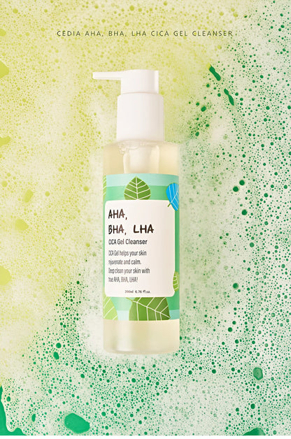 Cedia AHA, BHA, LHA CICA Gel Cleanser - 200ml