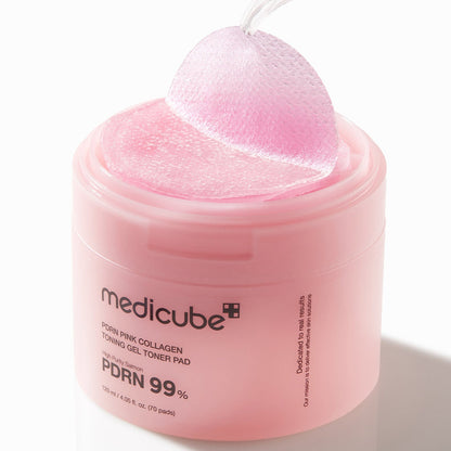 MEDICUBE PDRN Pink Collagen Toning Gel Toner Pad 70 Sheets