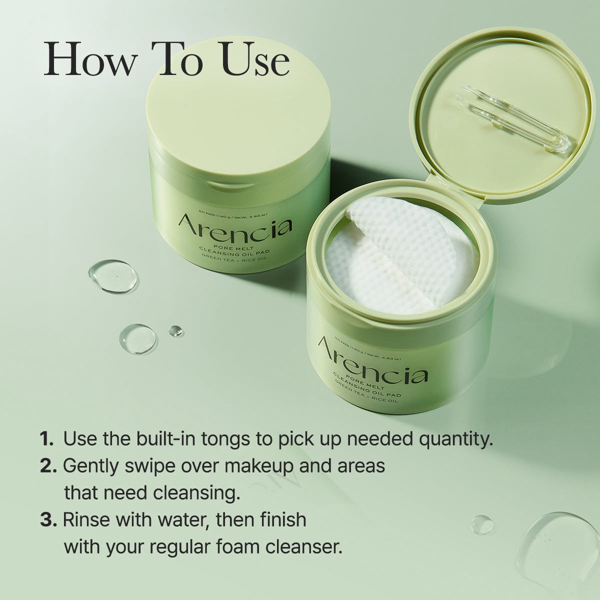 Arencia Pore Melt Cleansing Oil Pad Green Tea + Rice Oil – 50 Pads (140g)