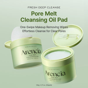 Arencia Pore Melt Cleansing Oil Pad Green Tea + Rice Oil – 50 Pads (140g)
